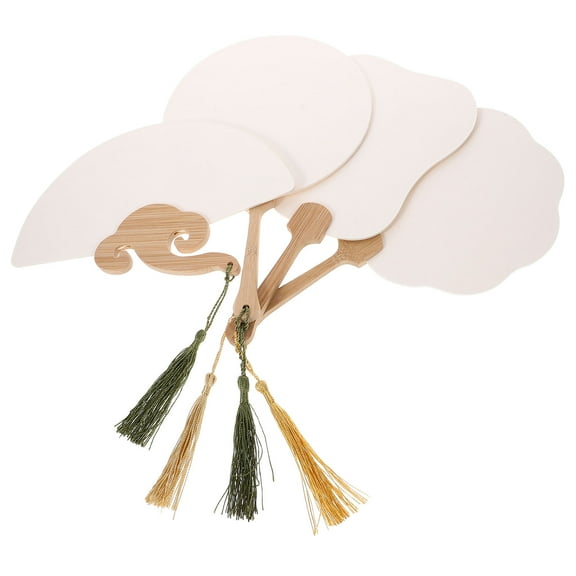 DIY Blank Paper Fans for Performance White Unfinished Hand Fans Lightweight Portable 4pcs