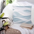thumbnail image 3 of 14x14 Pillow Covers Set of 2, White Blue Ombre Stripe Throw Pillow Covers Decorative Couch Cushion Case, Modern Abstract Moire Waves Microfiber Square Pillowcases for Bedroom Car Living Room, 3 of 7