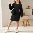 thumbnail image 6 of Auroural Girls Long Sleeve Knit Dress with Matching Mini Crossbody Bag Round Neck Ribbed Casual Outfit, 6 of 9