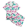 thumbnail image 4 of Kogui Little Girl Pajamas Girls Pajamas Set Soft Short Sleeve Pjs Set Button-Down Sleepwear Nightwear Loungewear Size 12-13 (Green,12-13 Years), 4 of 4