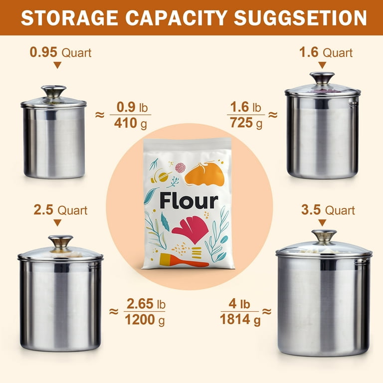 Cooks Standard 4-Piece Stainless Steel Canister Set with Airtight