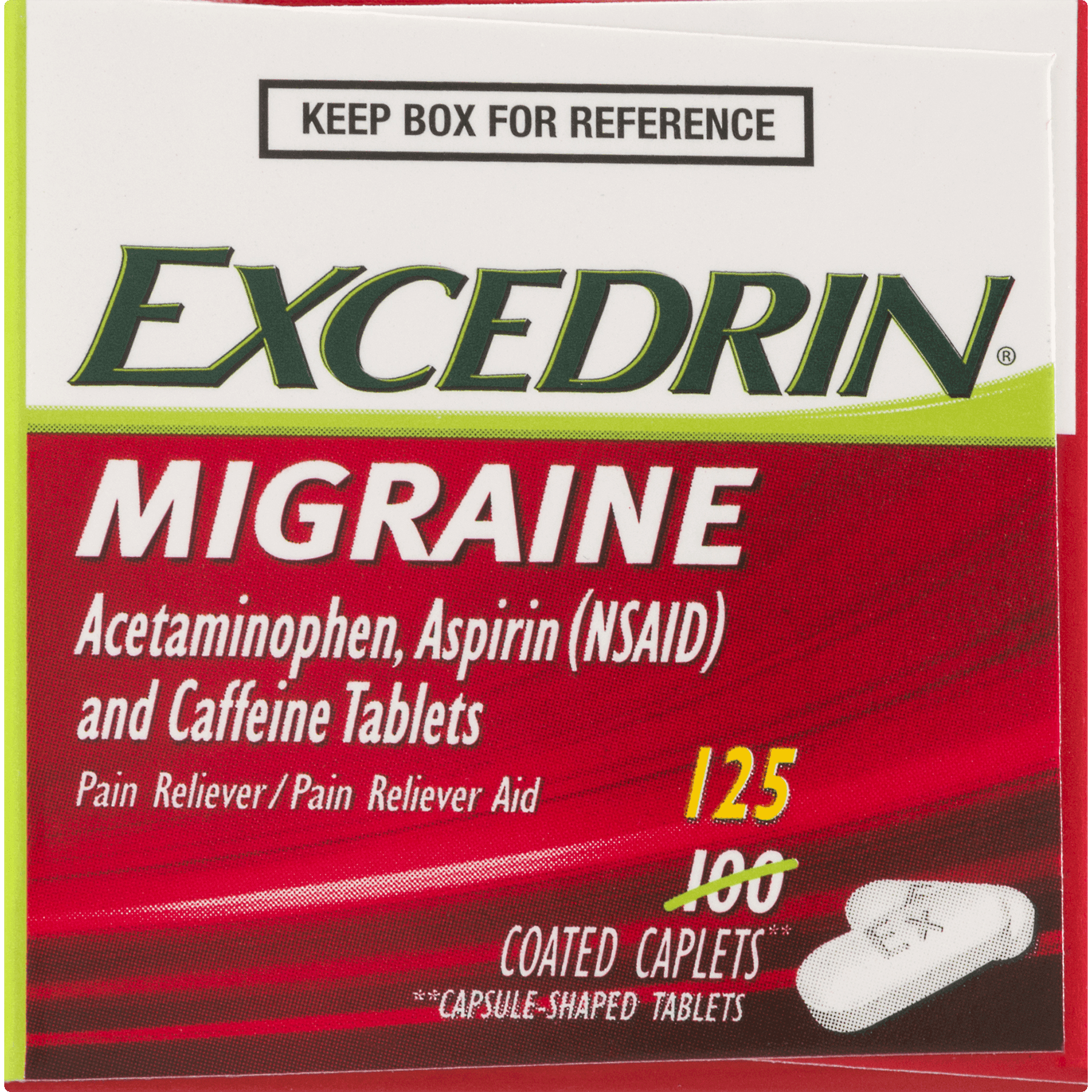 Excedrin Migraine Pain Reliever Caplets, 125 Count