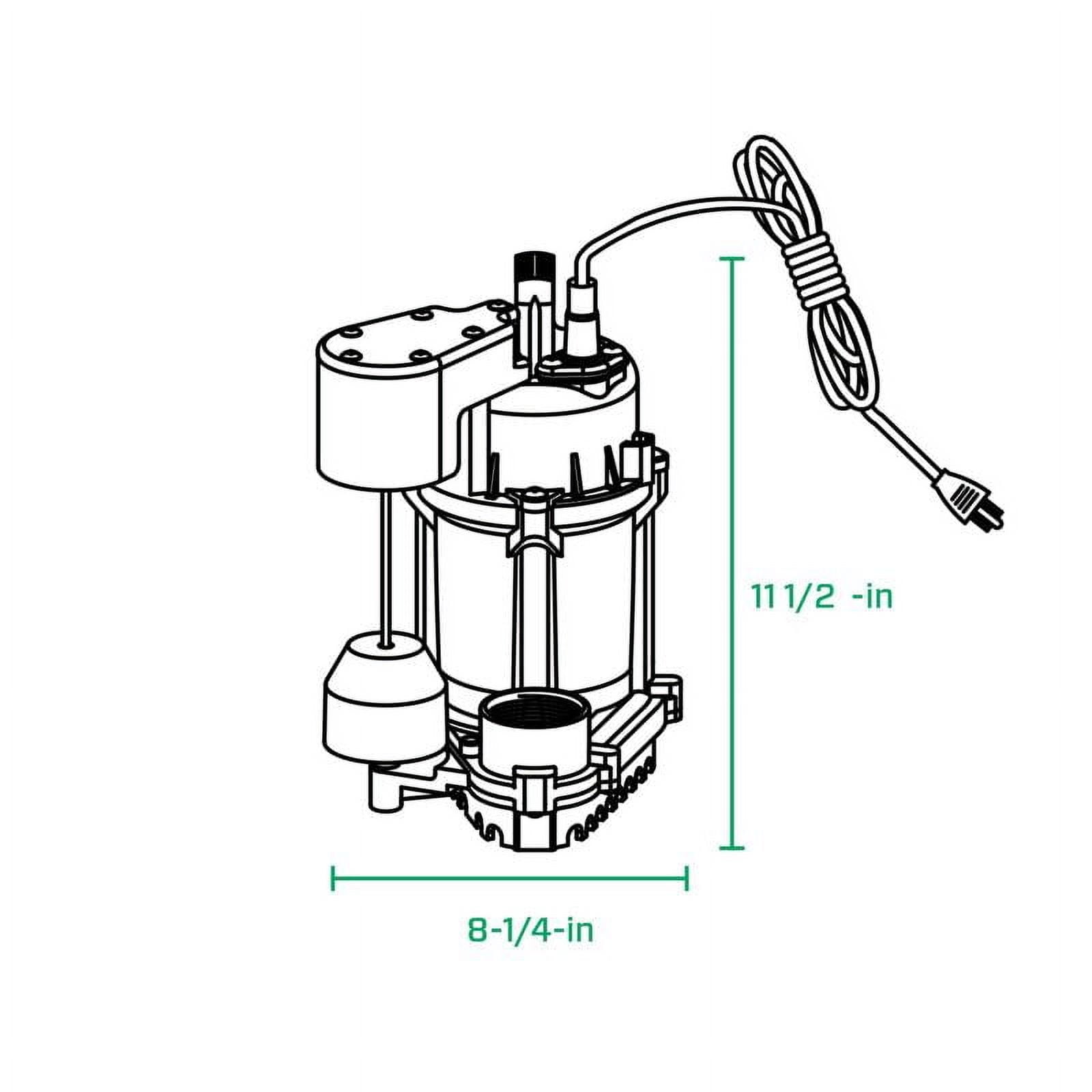 Zoeller 1/2 HP 115V Cast Iron Submersible Sump Pump, 60 GPM 1075-0001