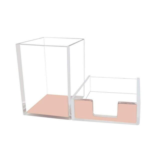 Soporte para bloc de notas de oro rosa, juego de vasos para lápices, bandeja de cubos de notas autoadhesivas, dispensador de accesorios de escritorio para oficina, hogar, escuela, papelería, organizad