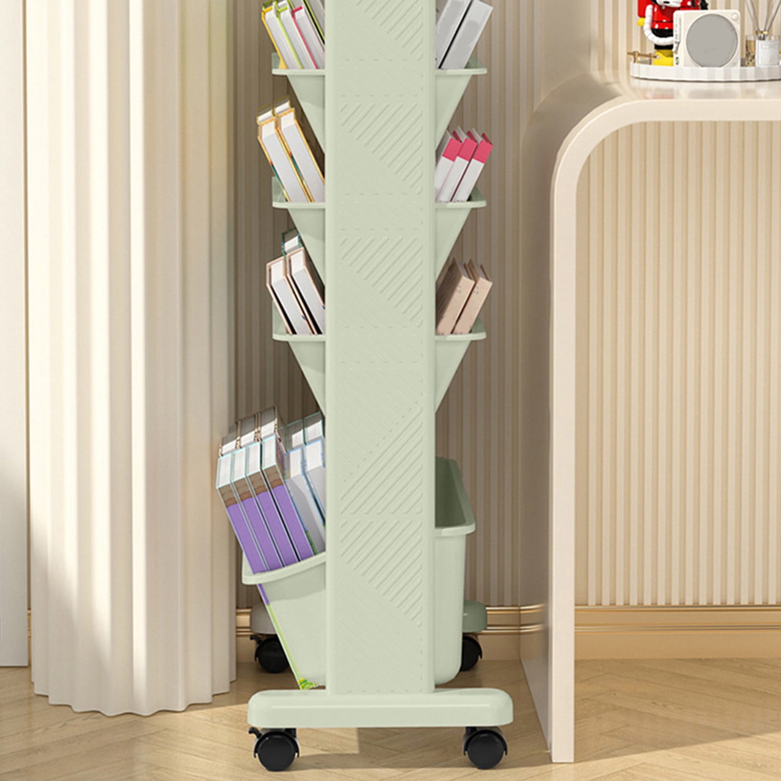 Tupukom 4-Tier Rolling Utility Cart Laundry Room Bathroom Organizers and Storage Office Shelves for Art Craft Diaper Bedside Snack,Green,Furniture