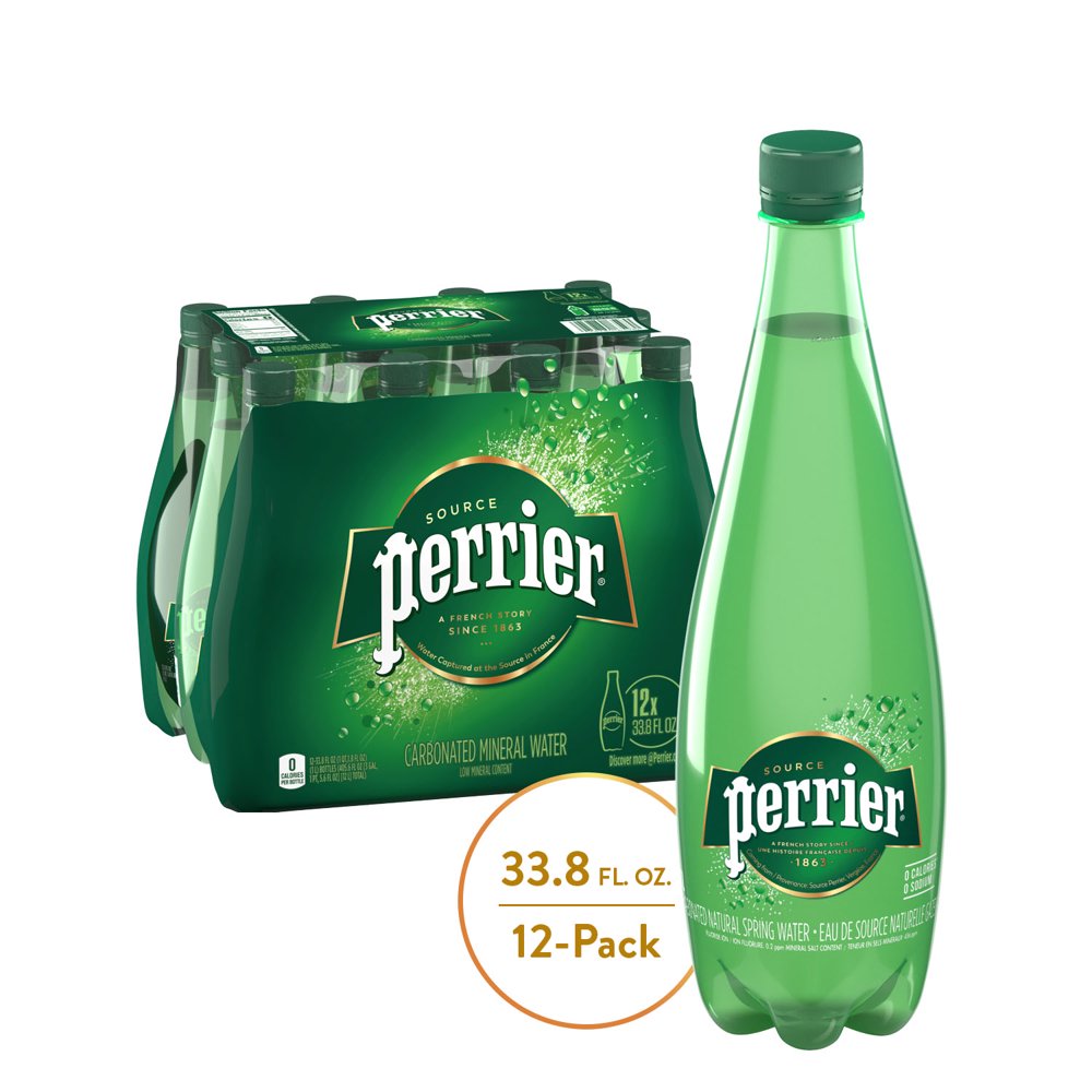 Perrier Carbonated Mineral Water, 33.8 fl oz. Plastic Bottle (12 Count