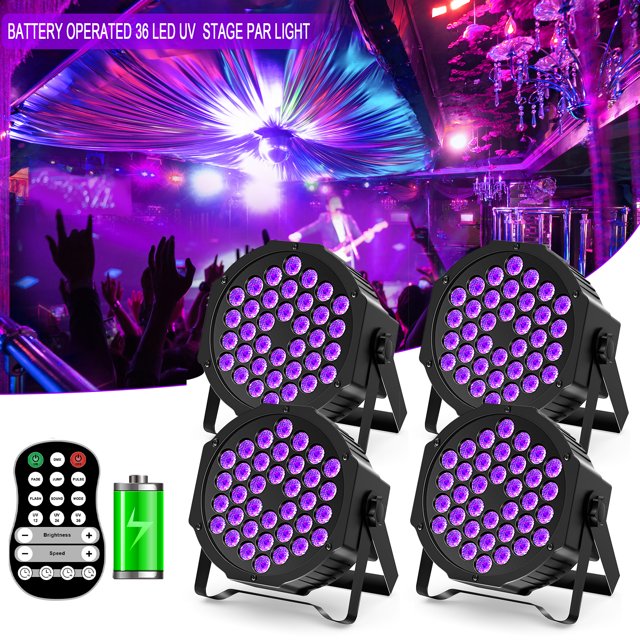 Rechargeable Black Lights,UV 36 LED Par Lights Stage Lights with DMX and Remote Control for Disco Wedding Birthday Party