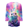 thumbnail image 4 of Easter Shirts for Women 3/4 Length Sleeve Crewneck Tshirts with Bunny Egg Print Casual Loose Fit Tops Tee, 4 of 5