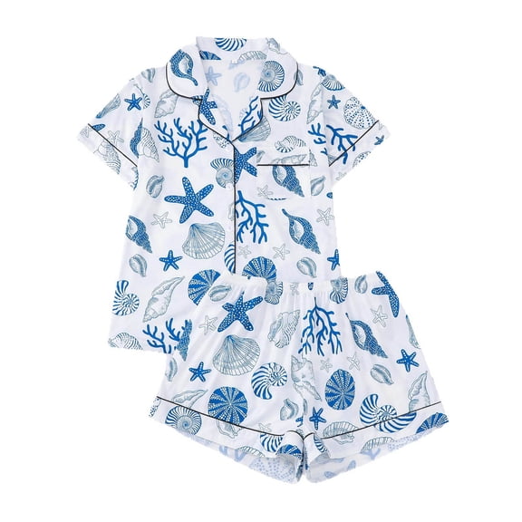 Laipiong Women's Sleepwear Shorts Set 2 Piece Casual Pajama Outfit Summer Comfortable Short Sleeve Button Down Shirt Nightwear womens 2 piece outfits summer