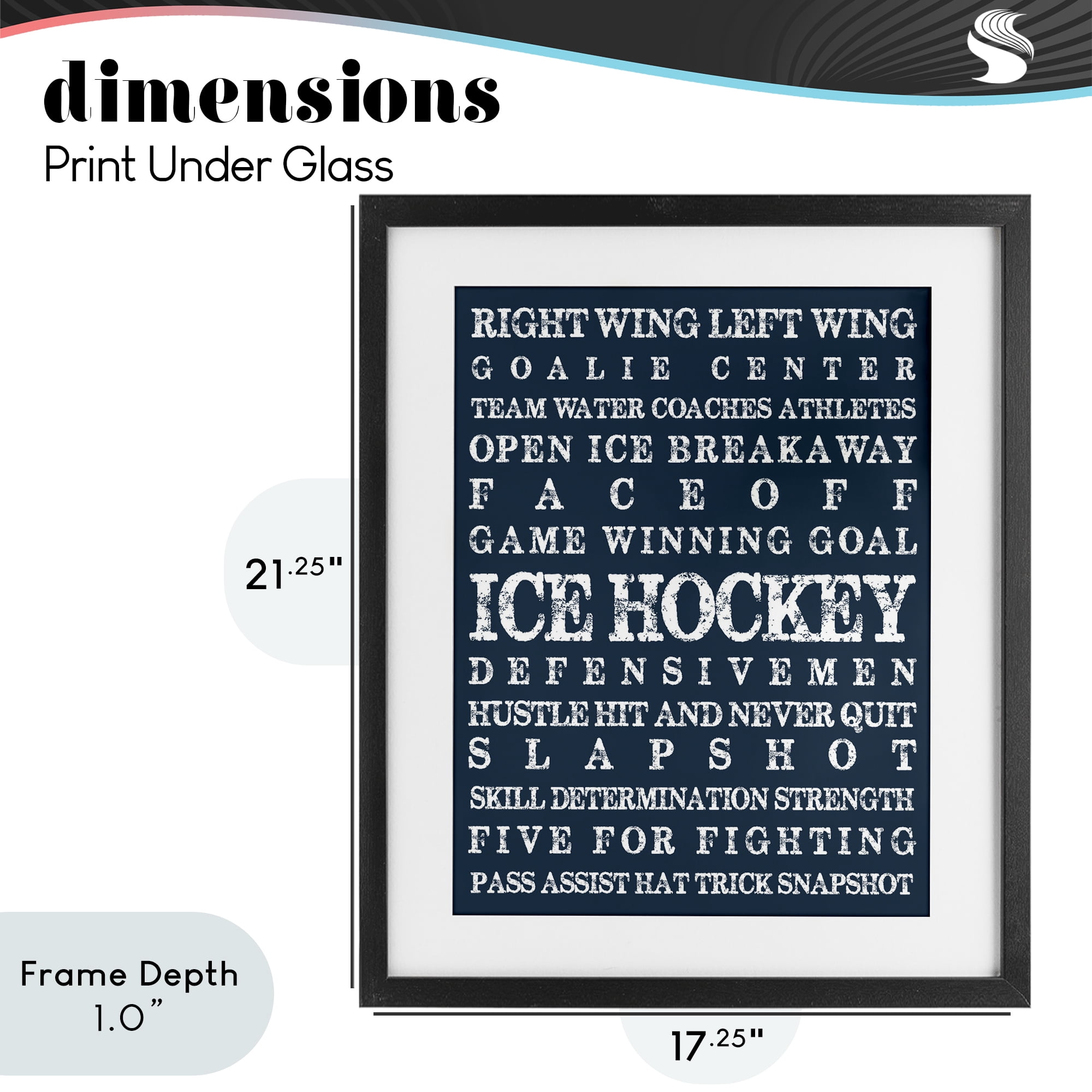 Stupell Industries Ice Hockey Expressions Black Framed Print Under Glass, design by Melody Hogan