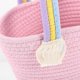 thumbnail image 4 of Pink Woven Rainbow Handle Bag Portable Storage Bag Handwoven, 4 of 5