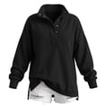 thumbnail image 6 of Womens Oversized Mock Neck Sweatshirts Pullover Tops Henley Y2k Collar Fall Winter Clothes 2026 Cotton Blend Oversized Fall Outfits Quilted Placket Cute Fashion Teacher Outfits,Black,L, 6 of 6