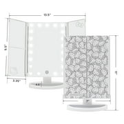 Impressions Vanity Hello Kitty Trifold LED Mirror, Desk Mirror with Lights and Touch Sensor (White)