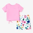 thumbnail image 3 of Disney Princess Girls Graphic Tee with Floral Legging Shorts Rapunzel Short Sleeve Outfits Stes Sizes 3-10T, 3 of 7
