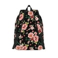 thumbnail image 2 of Picia Rose Flowers Printed Canvas Daypack - Stylish and Durable Vintage Compact Backpack - Class, Work, Travel, or Laptop Bookbag,Organized Compartments-Small, 2 of 6