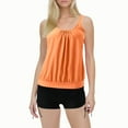 thumbnail image 1 of Women Swimsuits Solid Color Stylish Ruffle Tankini Tops with Boyshorts Orange Bathing Suits for Women XXL, 1 of 6