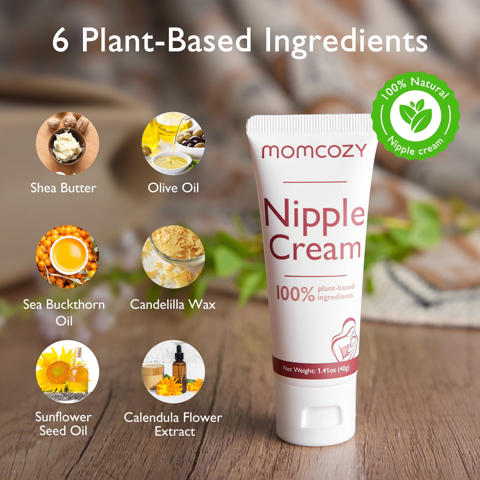 Momcozy, Nipple Cream, 1.41oz, Vegan Lanolin-Free for