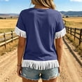 thumbnail image 7 of Admvng Women's T-Shirt Crew Neck Fringe Trim Short Sleeve Solid Casual Summer Tops, 7 of 7