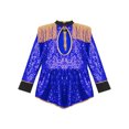 thumbnail image 6 of Haitryli Kids Circus Ringmaster Costume Girls Fringe Sequins Leotard Halloween Carnival Dress Up Royal Blue 6, 6 of 7