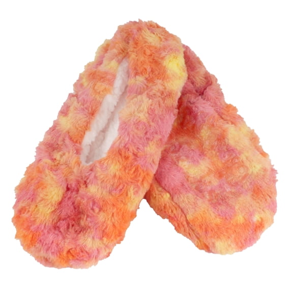 BambooMN Tie Dye Multicolor Fuzzy Slippers - Sunset Swirl - Small - 1 Pair