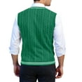 thumbnail image 3 of Hogleaql Men's Sweater Vest Stripe Casual Sleeveless V-Neck Knitted Sweaters Dressy Loose Pullover Warm Fall Fit Business Knitwear Green XL, 3 of 3