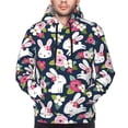thumbnail image 4 of KLL Rabbit And Rose Print Mens Hoodie Long Sleeve Casual Pullover Hooded Sweatshirt Fashion Drawstring Hoodies with Pocket-4X-Large, 4 of 6