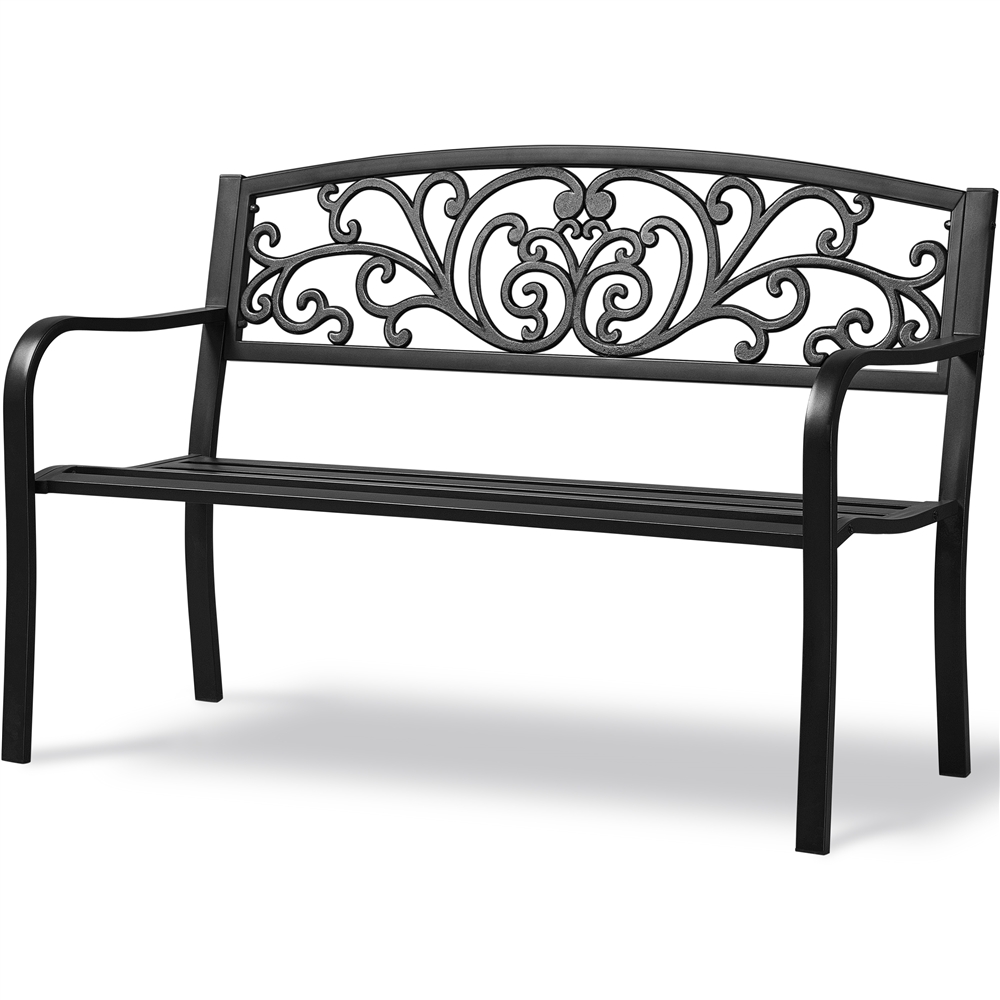 Topeakmart Outdoor Durable Cast Iron Bench - Black - image 2 of 12