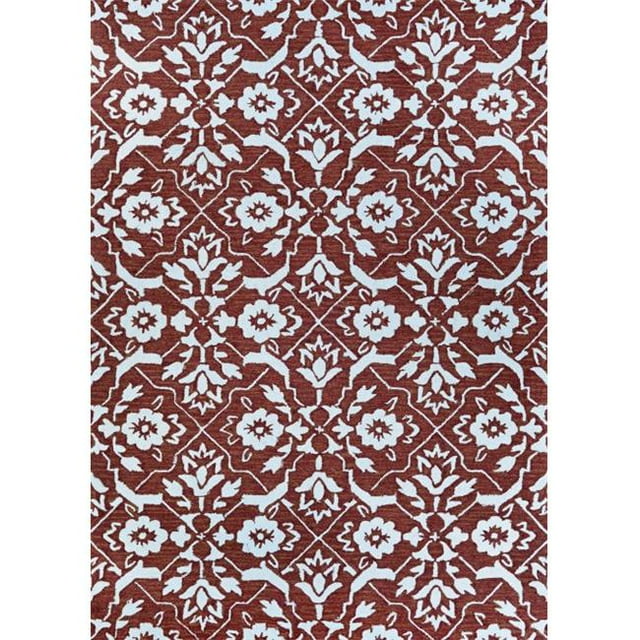 Couristan 30630355050080T 5 x 8 ft. Crawford Tulip Lattice Hand Crafted Rectangle Area Rug - Flower Pot & Ivory