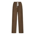 thumbnail image 4 of Womens Corduroy Pants Drawstring Elastic Waist Loose Comfy Wide Leg Sweatpant Dressy Casual Work Cargo Trouser Brown Medium, 4 of 5