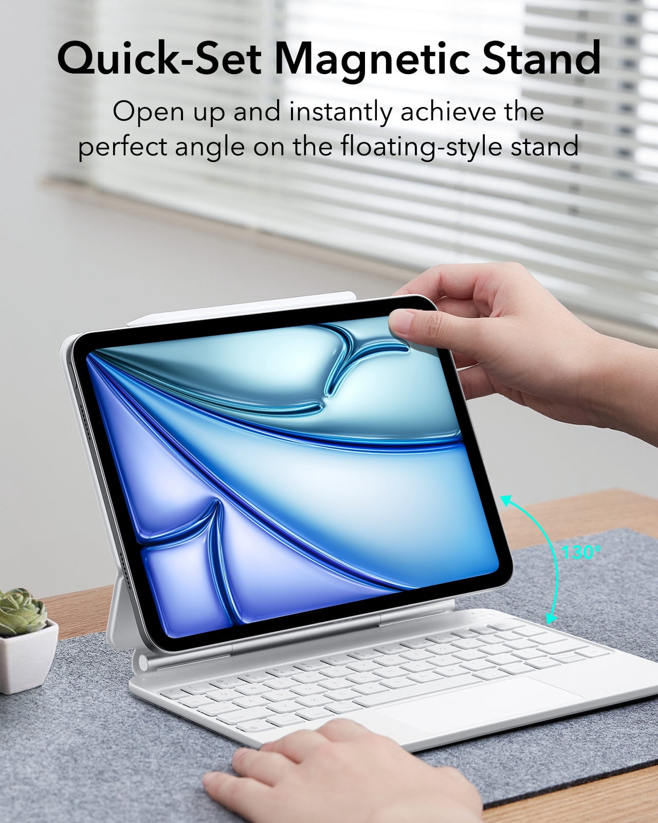 ESR Keyboard Case Compatible with iPad Air 11" M4/M3/M2 (2026/2025/2024) & iPad Pro 11/Air 5th/4th Gen, Floating Stand & Multi-Touch Trackpad, White