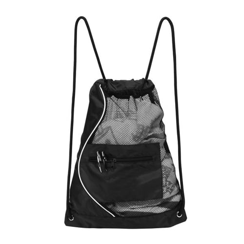 【in a row】Black Mesh String Backpack Black Mesh Drawstring Cinch Pack - Walmart Business Supplies