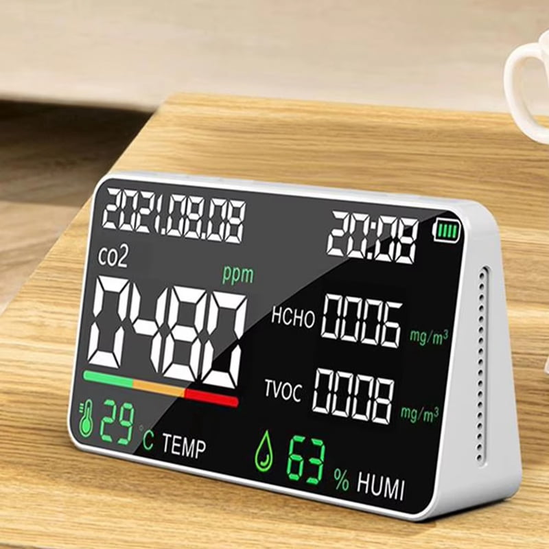 Air Quality Monitor CO2 HCHO TVOC Tester USB Rechargeable Room Temperature Humidity Meter Gas Analyzers