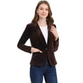 thumbnail image 1 of Chaqueta de Terciopelo con Botones y Cuello Chal Allegra K Marrón oscuro XL, 1 of 7