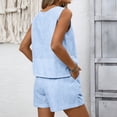 thumbnail image 4 of Arlun Women's Trendy Striped 2 Piece Sets Summer Sleeveless Crew Neck Tank Top Matching Drawstring Shorts Sets Casual Relaxed Fit Comfortable Beach Vacation Outfits 2026 Blue S, 4 of 5