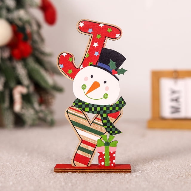 Christmas Home Decoration Accessories Colorful Wooden Santa Claus Ornaments Wooden Plaques Desktop Decorations