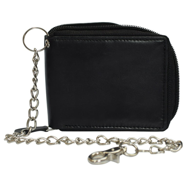 Men's Zipper RFID Blocking Premium Leather Zip-Around ID Bifold