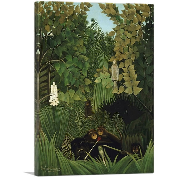 ARTCANVAS The Merry Jesters 1906 Canvas Art Print by Henri Rousseau - Size: 12" x 8" (0.75" Deep)