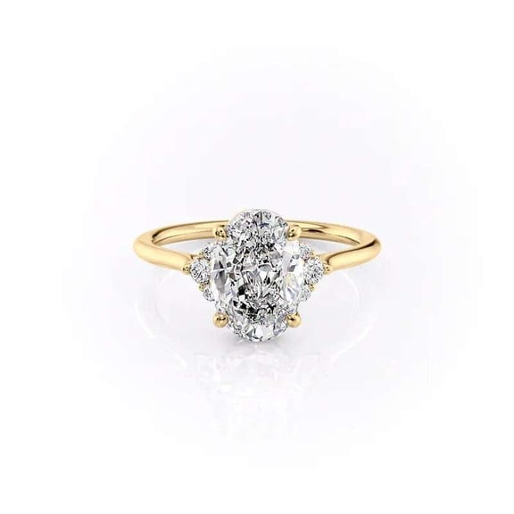 vylahjewellery Oval Cut Moissanite Three Stone Engagement Ring for Women Unique Wedding Handmade Jewelery Ring 14K Vermeil Yellow Gold Diamond Promise Anniversary Bridal Ring