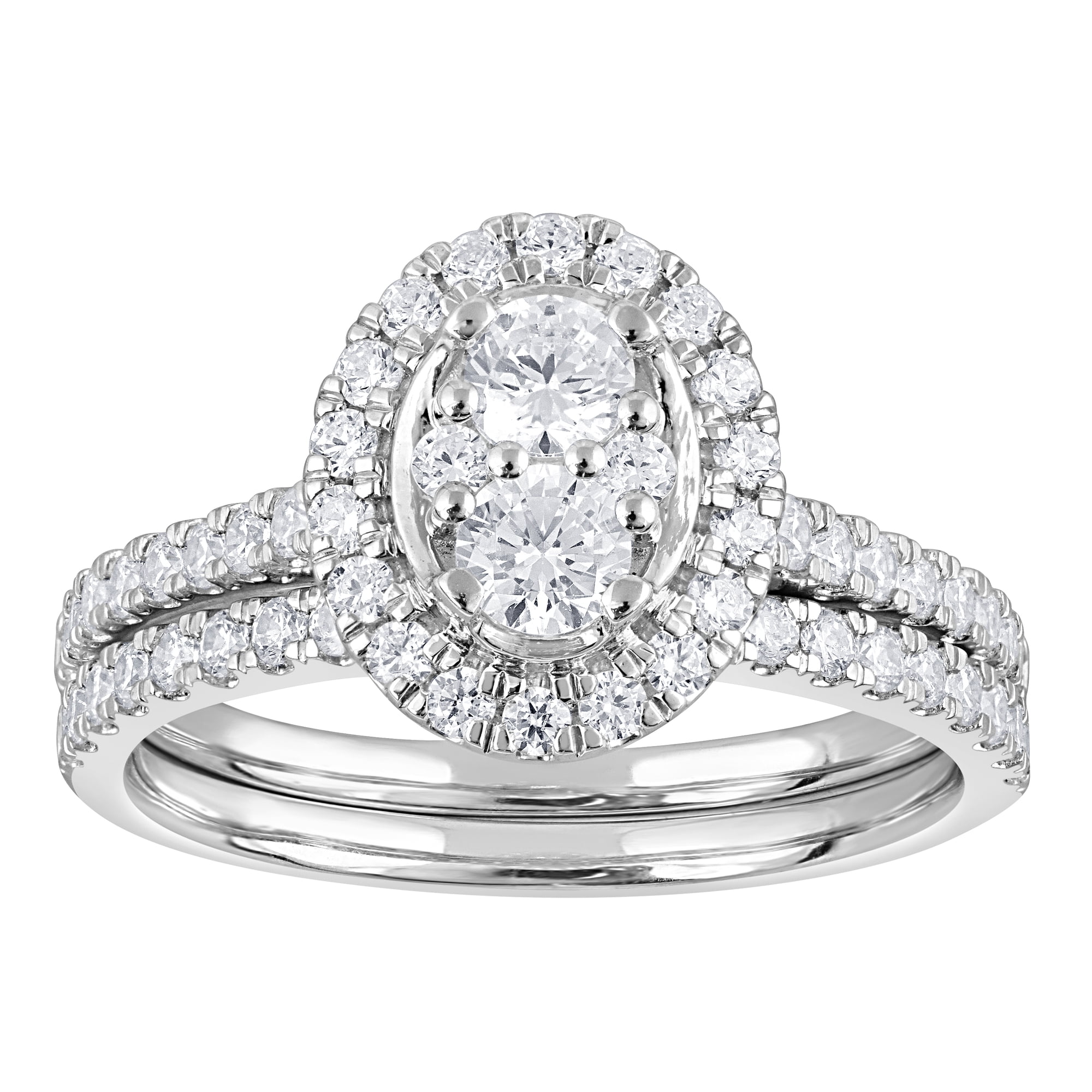 Unique Moments 1 Ct Round Cut Lab Grown Diamond Wedding Ring Set in 10K Gold (H-I, SI-I1)