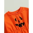 thumbnail image 5 of Wassery Infant Baby Halloween Sweatshirt Jumpsuit Round Neck Long Sleeve Pumpkin Face Print Romper 3 6 12 18 24 Months Toddler Fall Clothes, 5 of 7