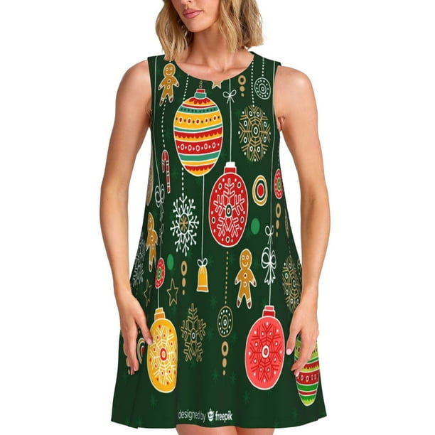 Balery Christmas Vestidos de verano para mujer con estampado