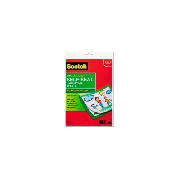 Scotch Self-Seal Single-Sided Laminating Sheets, Letter Size 10 PK