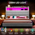 thumbnail image 6 of Merluxy Queen Bed Frame with Charging Station and LED Light,Wingback Storage Headboard,No Box Spring Needed,Sherpa Light Grey, 6 of 7