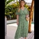 thumbnail image 4 of Vestido Corto de Corte A con Escote en V, Corta, Volantes y Dobladillo para Mujer, Talla Grande Verde 4XL, 4 of 10