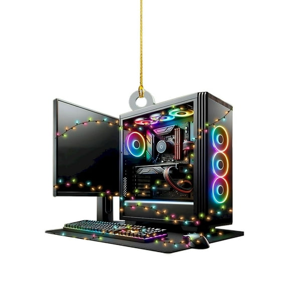 Gaming Computer Christmas Tree Ornament,1Pc Acrylic Computer Ornament Christmas,Custom Shape Flat Christmas Ornament for Gamer,Gaming Gamer Christmas Ornament Gift for Xmas Ornament Decorations