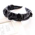 thumbnail image 2 of Bandas anchas para el cabello para mujer, diadema de tela negra con lazo, diademas de cuero con lazo, 2 unidades, nudo artificial de PU, moda glam para chicas., 2 of 5