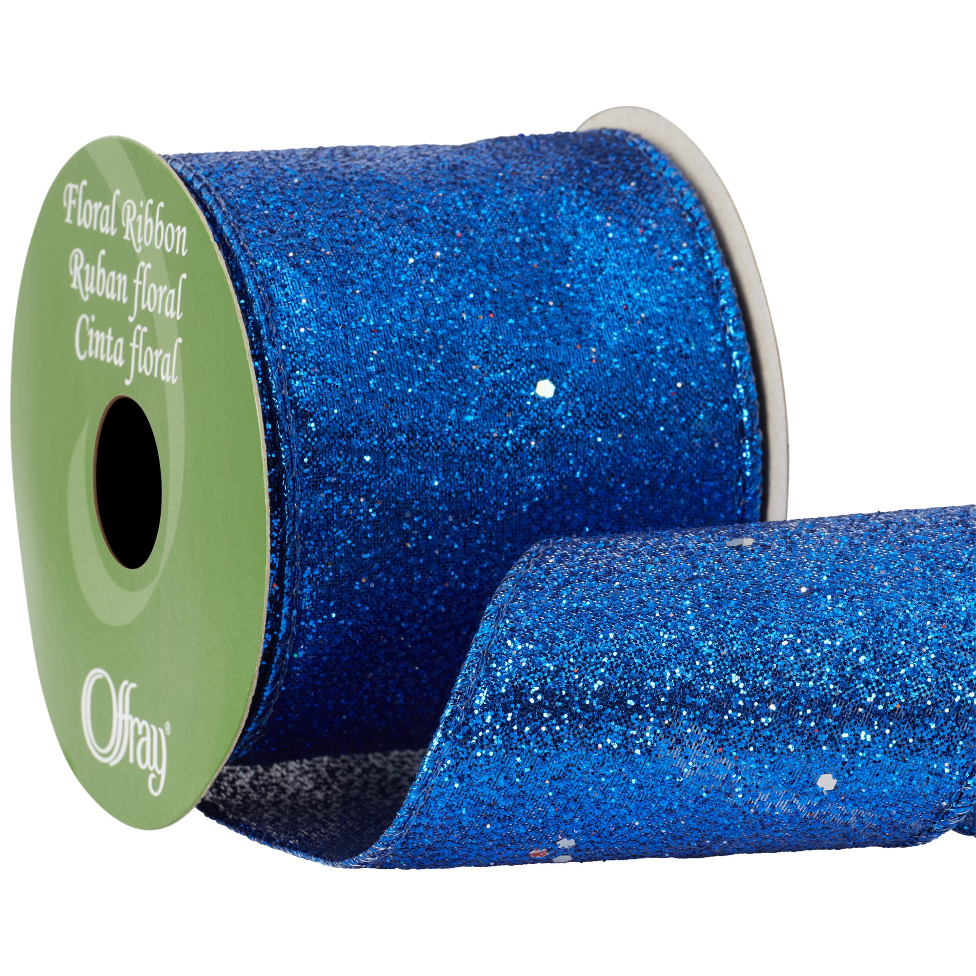 Offray Ribbon, Royal Blue 2 1/2 inch Wired Sheer Ribbon, 15 feet
