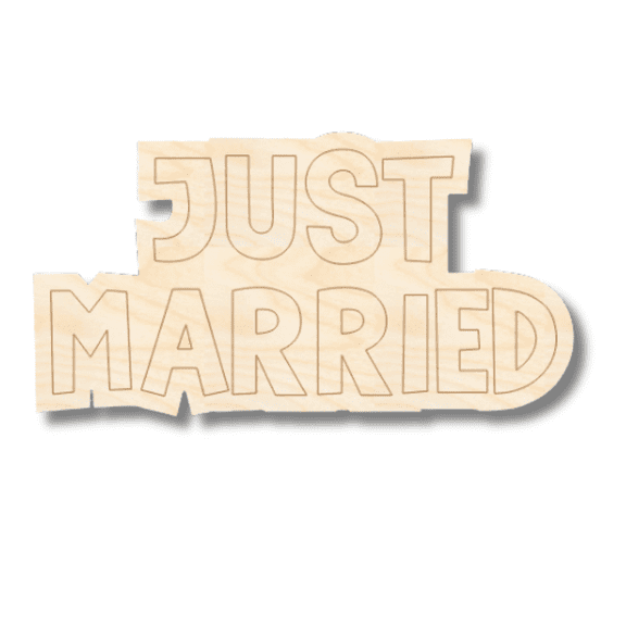 Unfinished Wood Etched Just Married Shape 5" / 1/4"