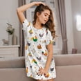 thumbnail image 3 of Vsdgher Chemise de Nuit à Manches Courtes pour Femmes, Motif de Poulet Amusant, Col Rond, Mignonne, Volants, Confortable, 3 of 6