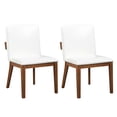 thumbnail image 2 of Jopath Set of 2 PU Leather Chair with Sturdy Wood Base, Minimalist and Stylish Accent Seating for Living Room Bedroom Office White+Walnut, 2 of 8